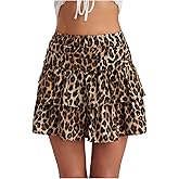 Floerns Women's Y2k Cheetah Print Skirts Tiered Layered Leopard Cute Mini Skirts