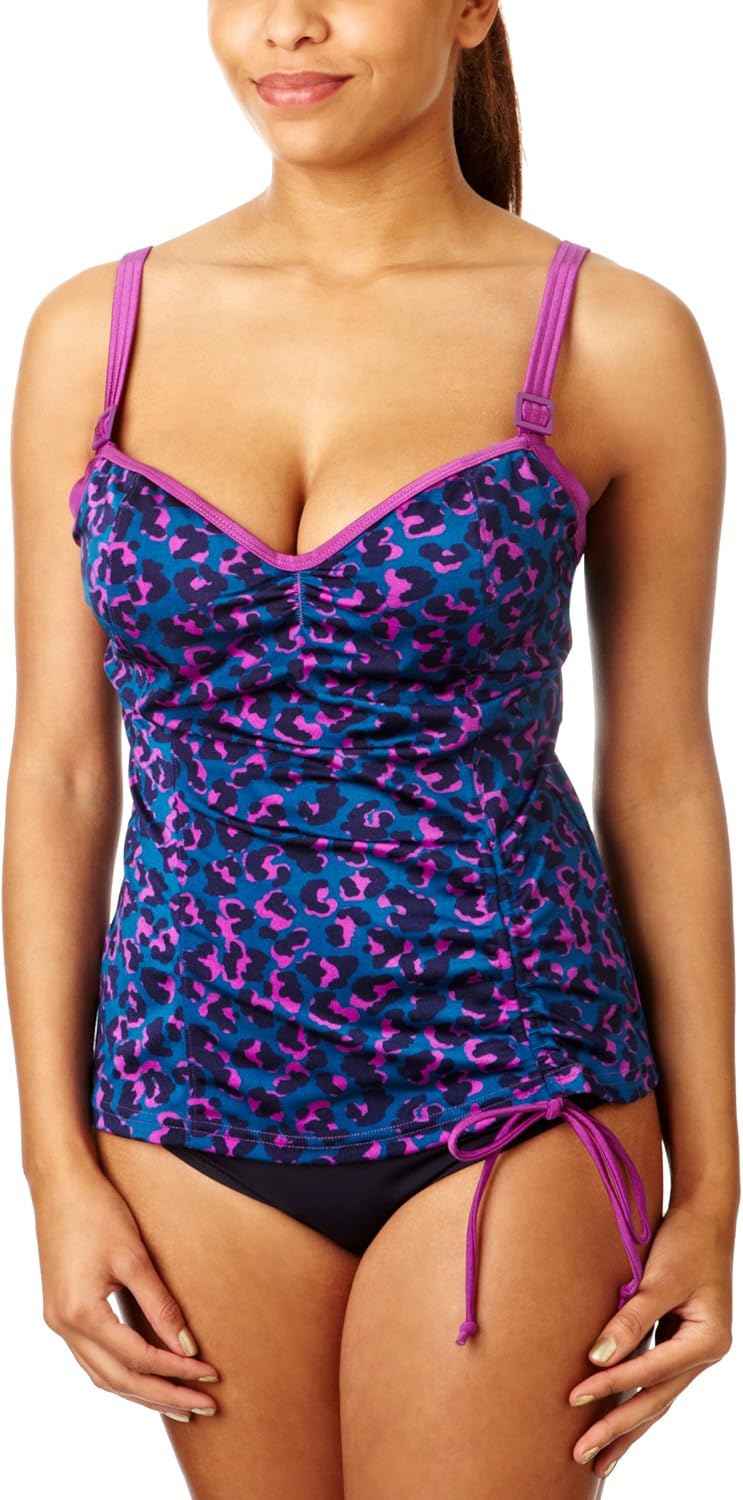 Curvy Kate Caribbean Curves Tankini Top Women's Tankini Purple Animal