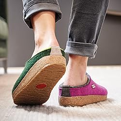 HAFLINGER Unisex Open Back Slippers, Grey, 11 US Men