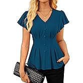 GRACE KARIN Summer Blouses for Women Dressy Casual, 2026 Ruffle Sleeve Peplum Tops, Business Work Shirt Fashioin Clothing