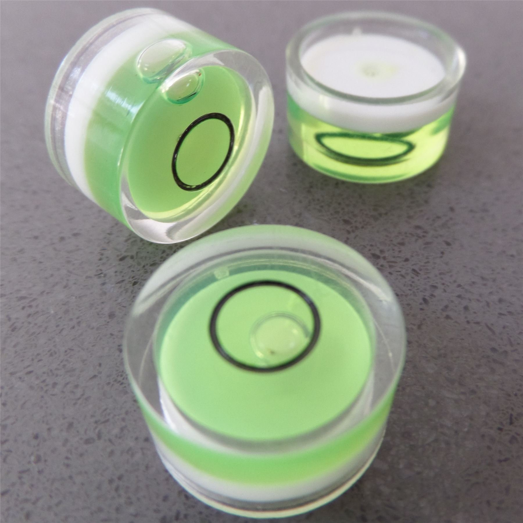 3 x Professional Spirit Bubble Level (in Green) with Metal Ball Guide/Small Mini Bullseye Vial Round Circular (Supplied with a Gift Box)