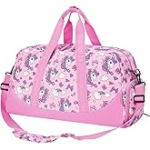 Choco Mocha Duffle Bag Kids Girls - Unicorn Overnight Bags for Kid with Shoes Compartment, Cute Weekender Bag for Sleepover Travel, Pink