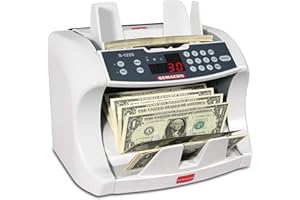 Semacon S-1225 High-Speed Bank Grade Currency Counter with Ultraviolet and Magnetic Counterfeit Detection, 800/1200/1600 Notes per Minute Counting Speed, Batching: 10 Keys/1-999 Range, 110V / 60Hz
