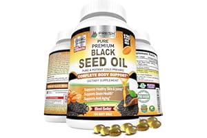 FRESH HEALTHCARE Black Seed Oil Capsules Cold Pressed 1300mg - 100% Pure Non-GMO Nigella Sativa - Immune & Joint Support - Premium Softgel Supplement