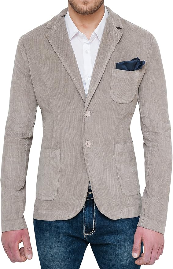Giacca Uomo Sartoriale Beige in Velluto Casual Elegante 100 Made in
