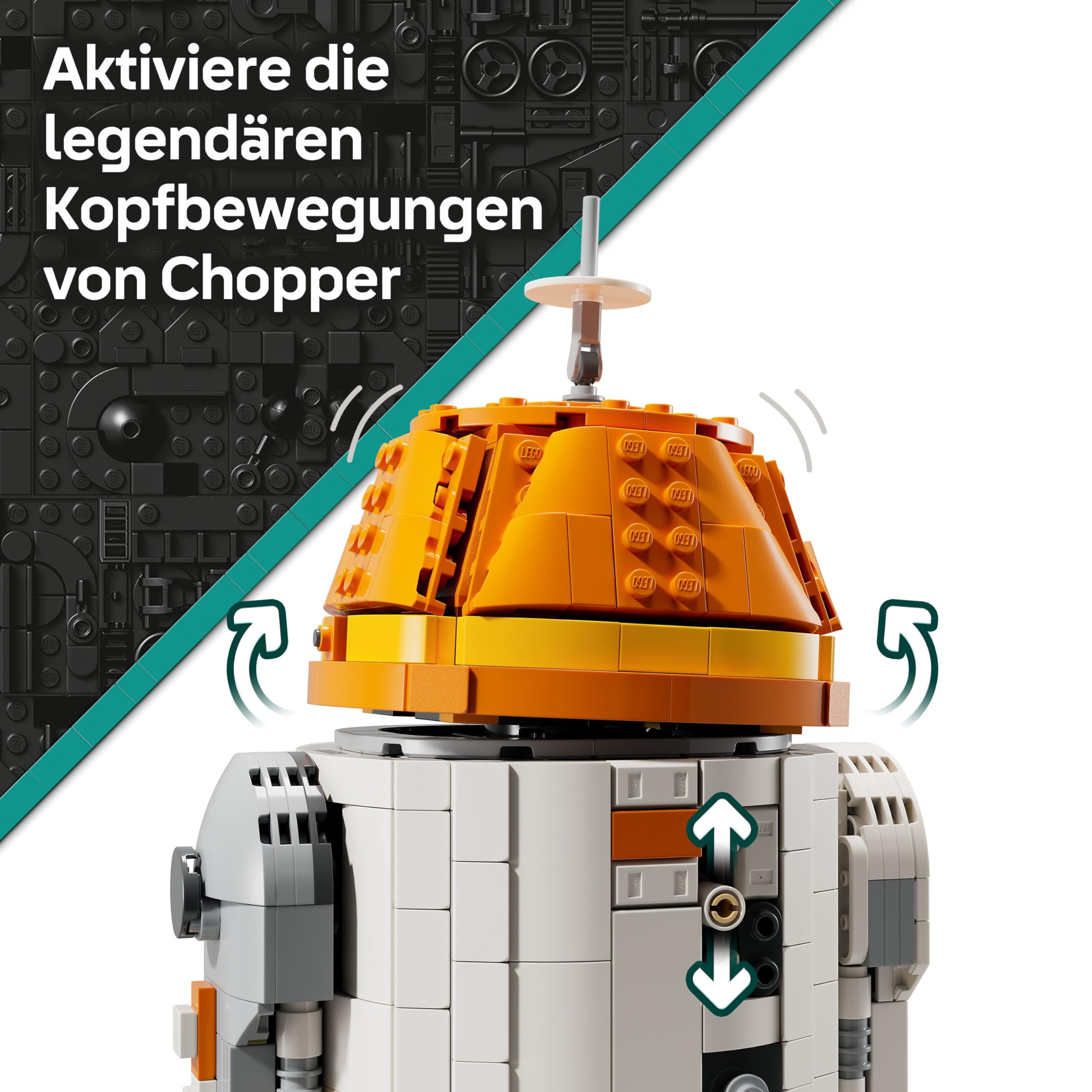 LEGO Star Wars 75416 Ahsoka Astromech-Droide Chopper (C1-10P) Figur - Spielzeug mit beweglichem Kopf, abnehmbaren Armen und Mittelrad - Geschenk für Ahsoka-Fans, Jungen und Mädchen ab 10 Jahren 4