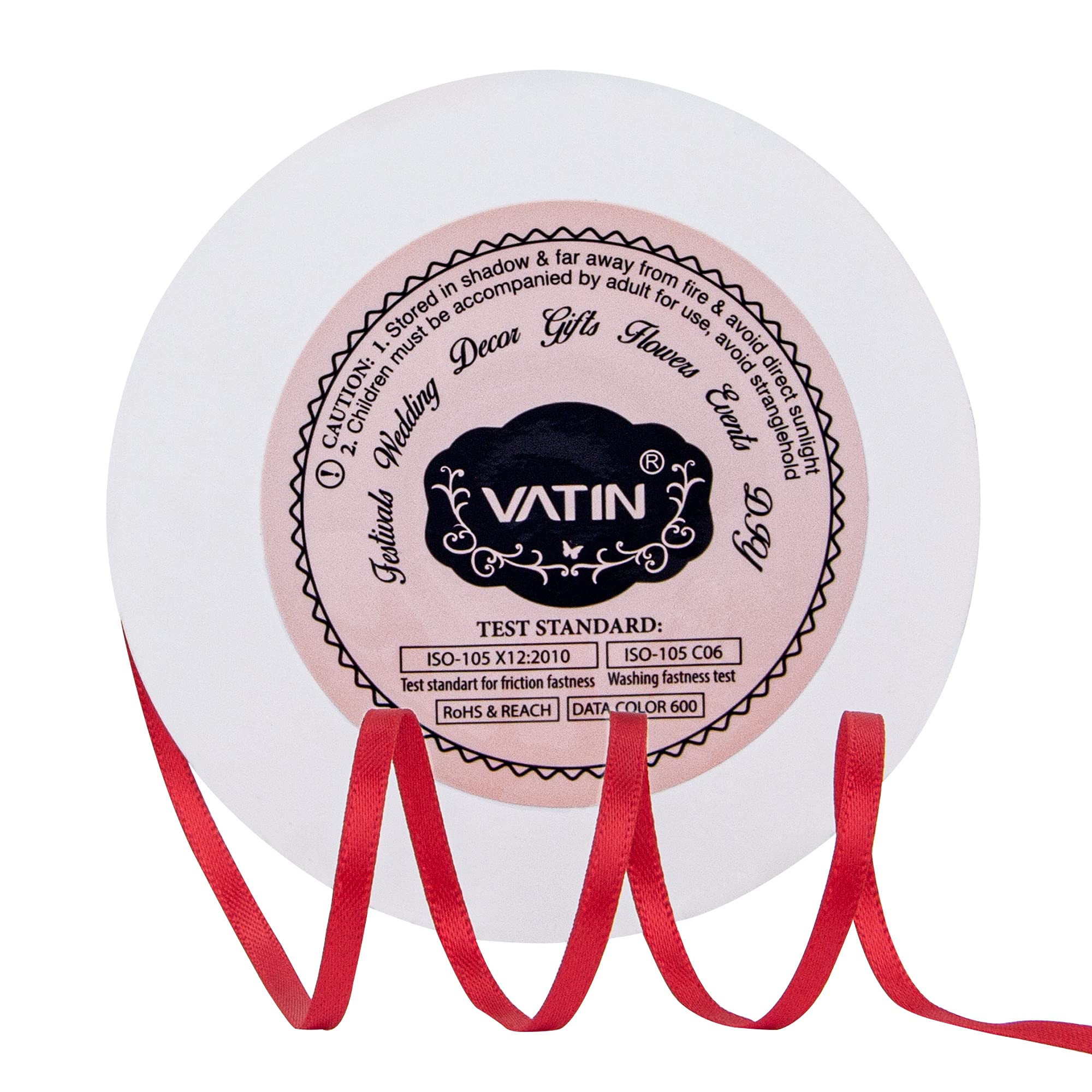 VATIN 3mm Double Faced Hot Red Polyester Satin Ribbon - 45 Metre for Gift Wrapping Ornaments Party Favor Braids Baby Shower Decoration Floral Arrangement Craft Supplies