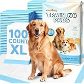 OneBug Super Absorbent Leakproof Disposable Dog Pee Pads, 100 Count | Puppy Training Pads 28x34in,XL Size,6-Layer,Quick-Dry, Odor Control,Suitable for All Breeds , All Ages of Dogs