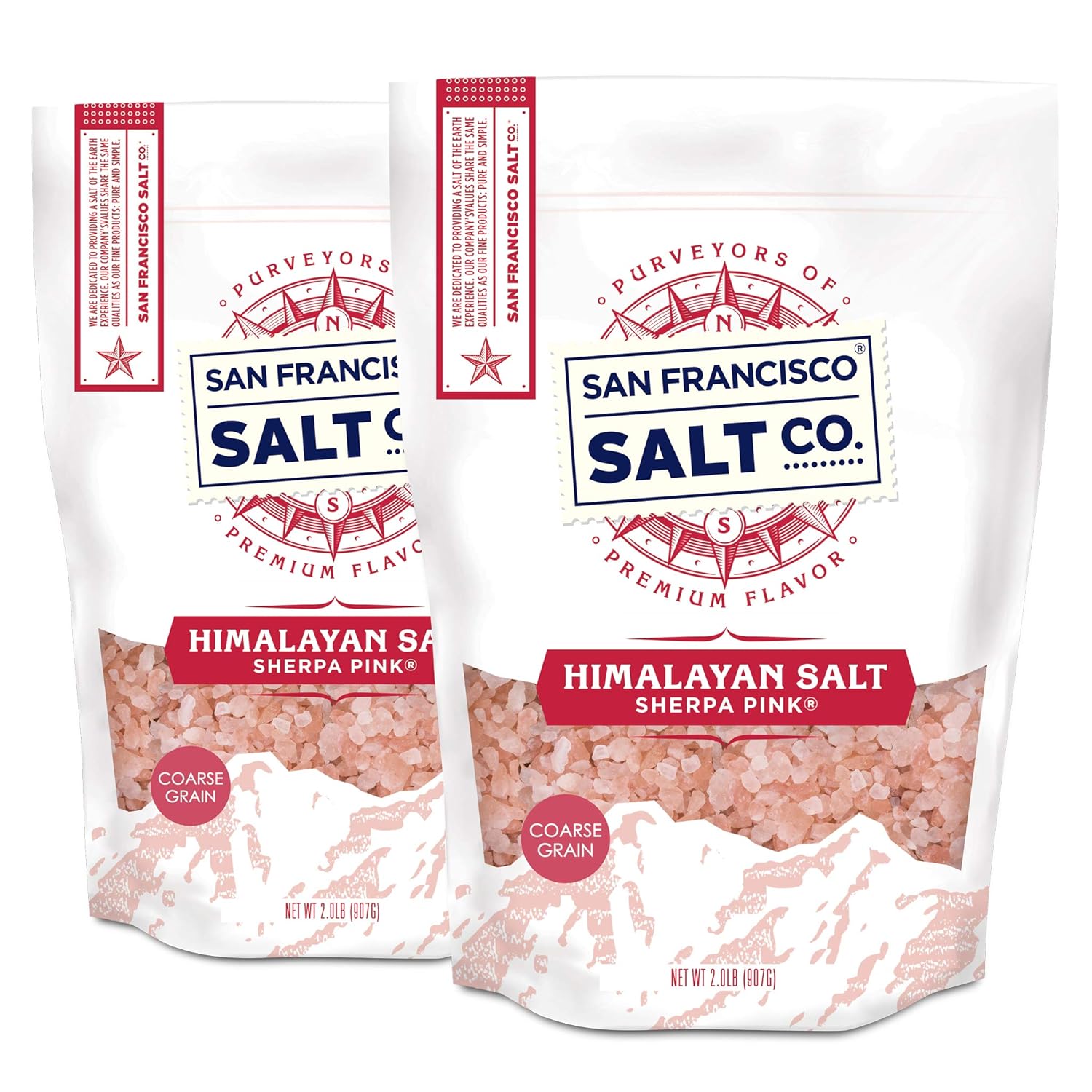 Sherpa Pink Gourmet Himalayan Salt - 4 lbs. Coarse Salt (Qty. 2 x 2 lb. bags) - For Grinders and Salt Mills : Grocery & Gourmet Food