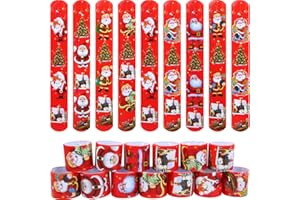 Ruisita 60 Pieces Christmas Slap Bracelets Slap Bands Bracelets Toys Santa Claus Slap Wristband for Christmas Party Favors