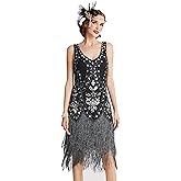 BABEYOND 1920s Flapper Dress Roaring 20s Great Gatsby Costume Dress Fringed Embellished Dress