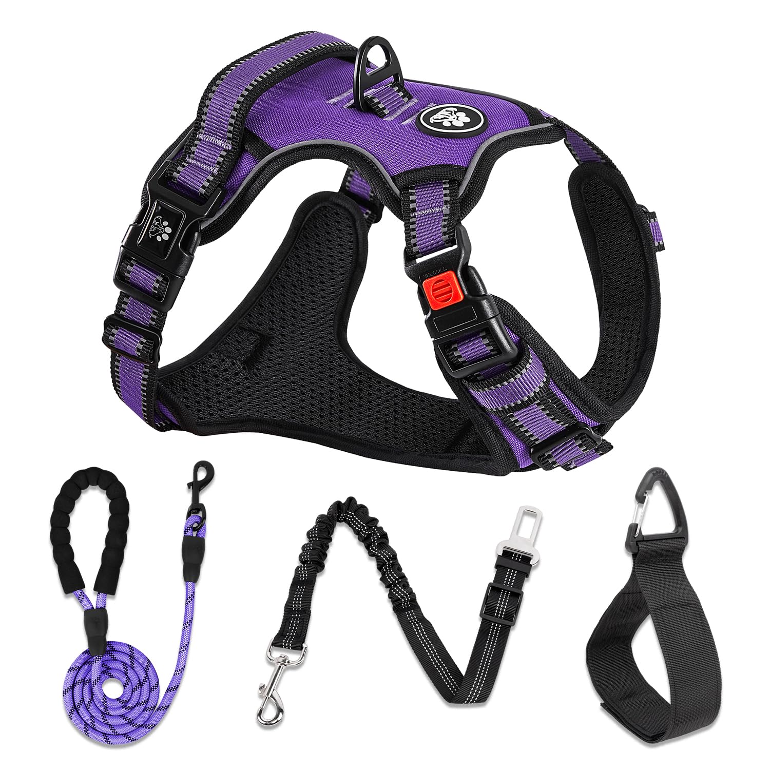 Photo 1 of NESTROAD No Pull Dog Harness,Adjustable Oxford Dog Vest Harness with Leash,Reflective No-Choke Pet Harness with Easy Control Soft Handle for Small Medium Dogs(Medium,Purple)