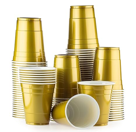 Red Celebration Gold Cups 100 Pack Golden bechern - Beer Pong American Party tassen Original 500 ml - mehrere Farben - Studen