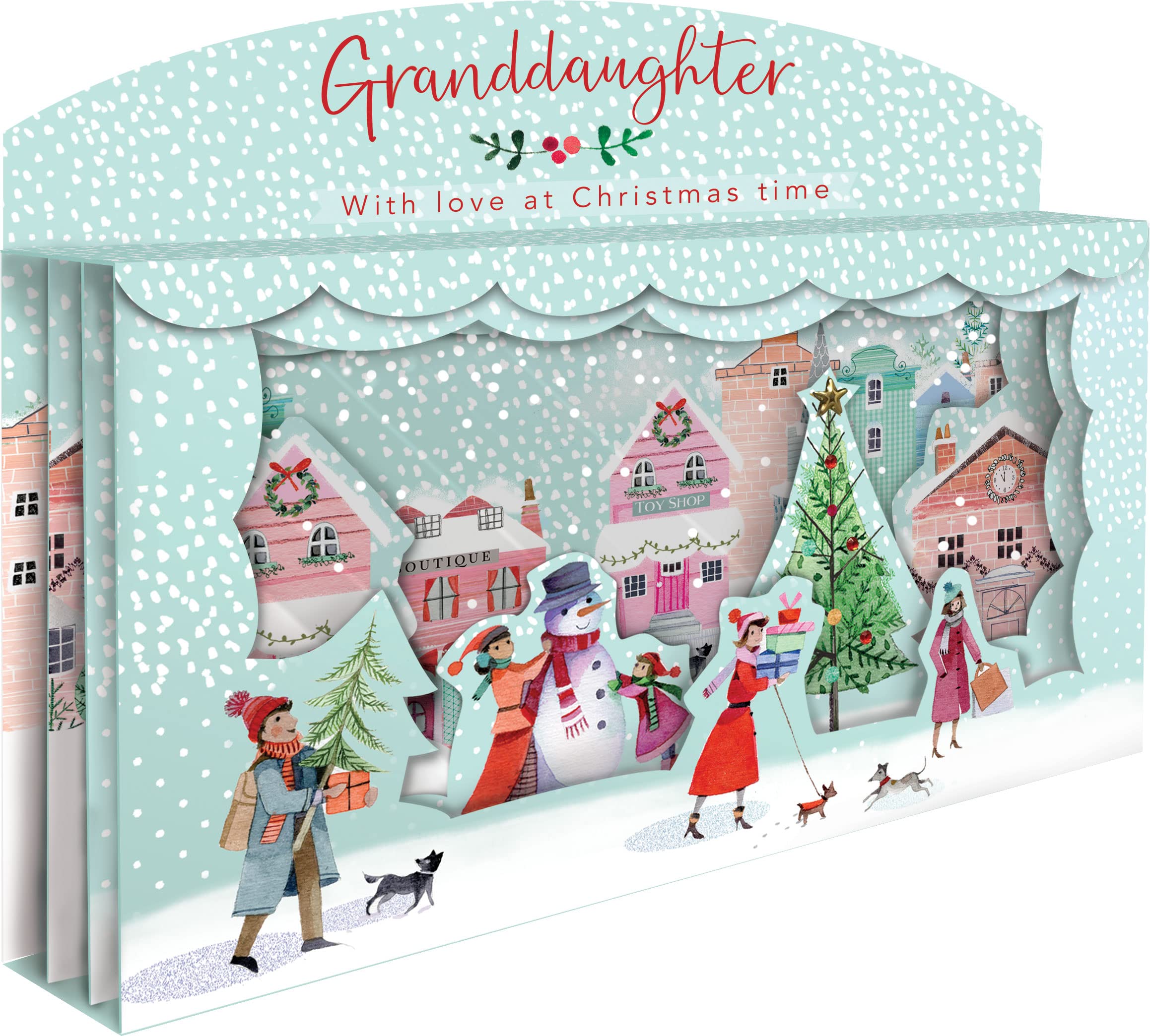 Granddaughter Spectacular 3D Street Scene Christmas Card Freestanding Cards XSPT005