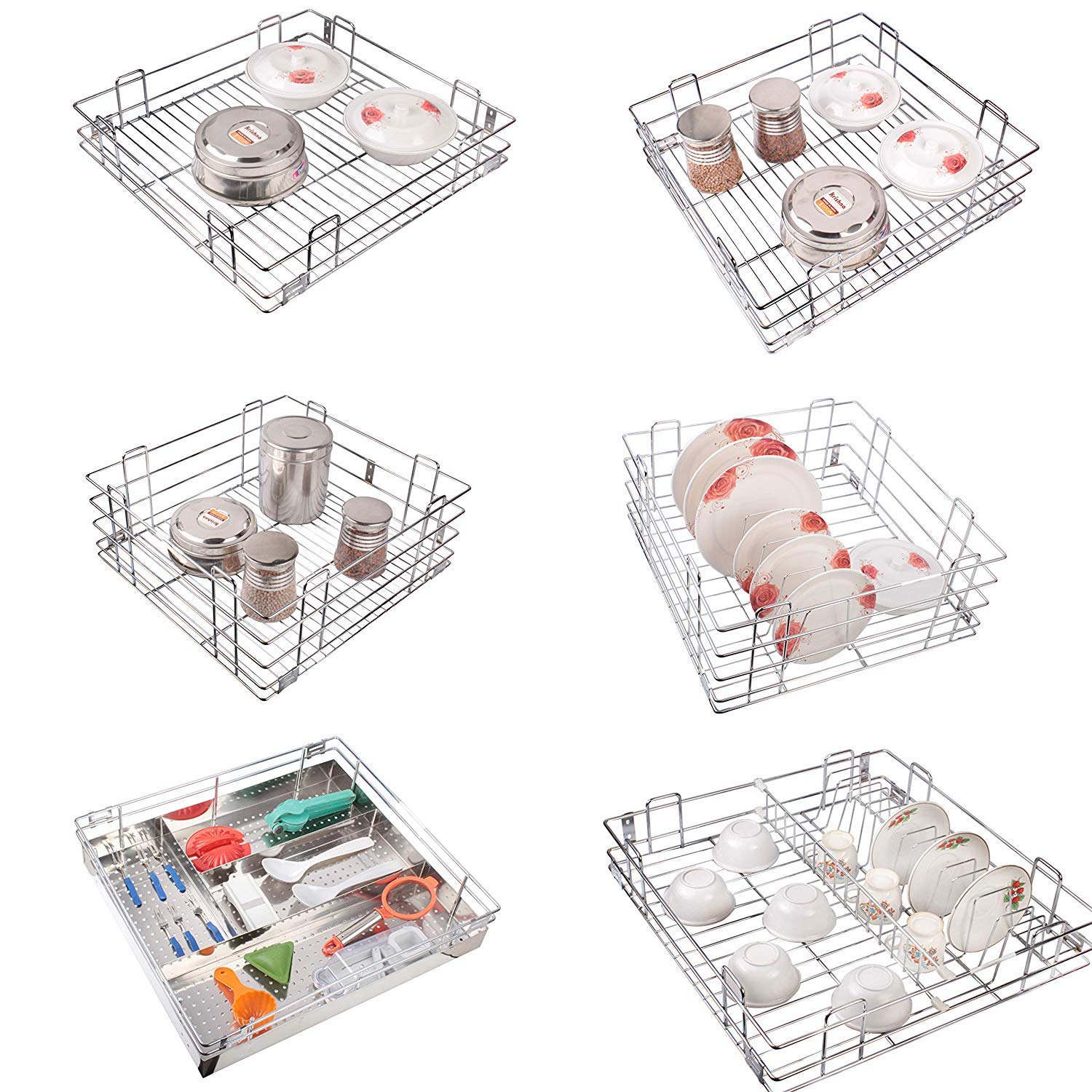 Buy Vilezer Modular Kitchen Basket Size 15x16 Inch Set Of 6 Pcs