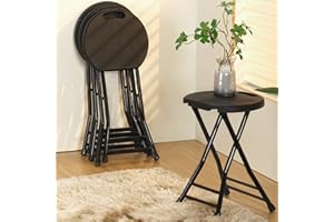 Allpop 2 Pack Folding Stool 18 Inch, Foldable Stool Chair Set of 2, 550lbs Capacity, Portable Round Bar Stool with Handle for Adults Kitchen Garden, Black