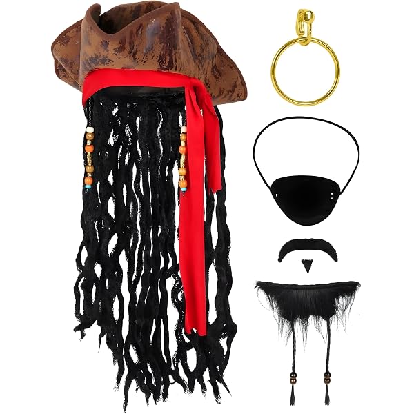 Fun Shack Disfraz Pirata Completo Para Hombre | Chaqueta, Pantalón, Camisa, Chaleco, Cinturones Y Sombrero Con Peluca | Tallas M, L, XL