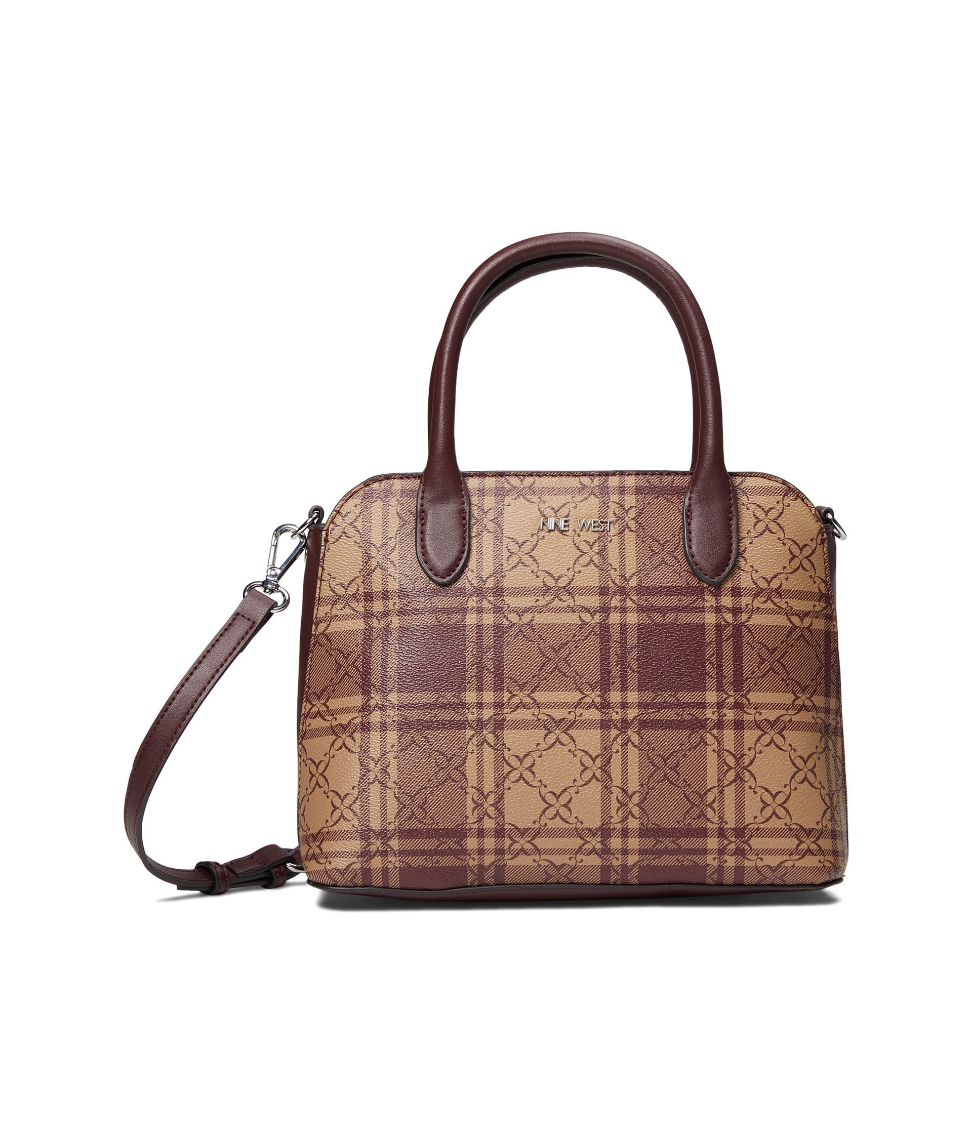 Nine West Merrylou Dome Satchel Mocha Logo Multi