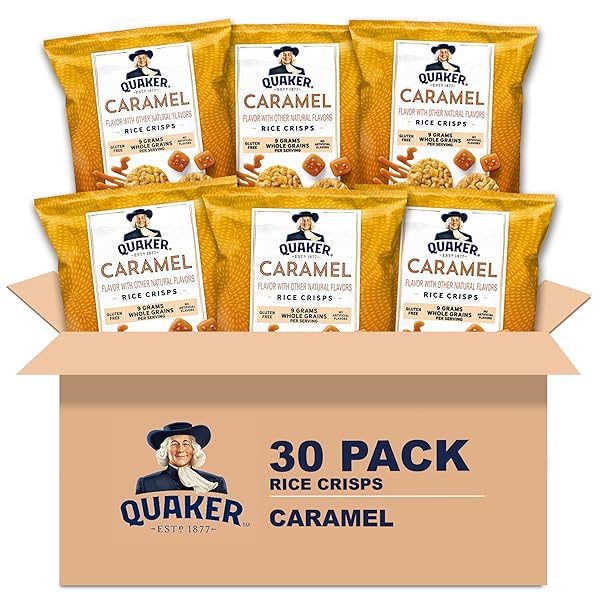 QUAKER RICE CRISPS, GLUTEN FREE, CARAMEL, 0.91 OZ, 30 COUNT