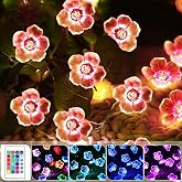 Mudder 1 Pack 16 Colors 13 FT Cherry Blossom Decor Flower String Lights | Fairy Pink Light String with Timer 40 LEDs USB Battery Operated Fairy Lights for Bedroom Indoor Outdoor Valentines Day