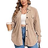 ZOMVA 2025 Women's 1X-5X Plus Size Flannel Plaid Corduroy Shacket Jacket Oversized Button Down Coats Shirts Winter Fall