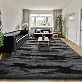 HOMORE 5x8 Area Rug for Living Room, Black and Grey Fluffy Shaggy Rugs for Living Room, Gradient Abstract Rugs for Kids Boys Girls Room, Plush Rug for Dorm Home Floor Decor