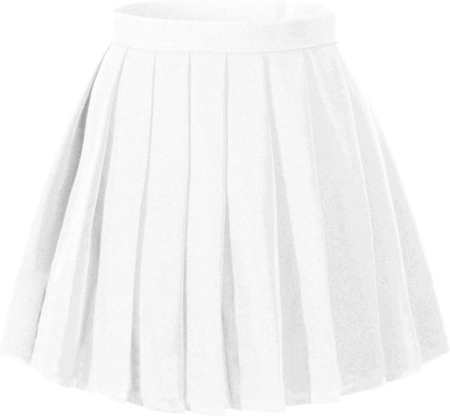 Girl's School Uniform Plaid Pleated Costumes Skirts (M, Yellow mixed white)