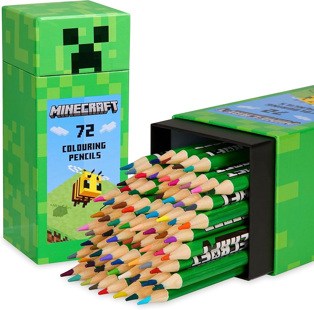 Minecraft 72 Colouring Pencils Set Creeper Design Kids Official Merchandise Gift
