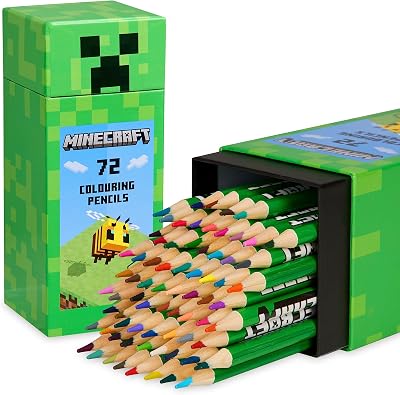 Minecraft 72 Colouring Pencils Set Creeper Design Kids Official Merchandise Gift