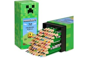 Minecraft Colouring Pencils Set for Kids 72 Pencils Colouring Box Creeper Design Colouring Set for Children Aged 3+ Official Merchandise Gifts for Boys
