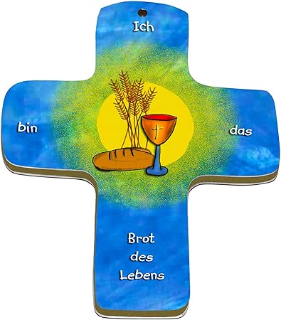 metALUm Premium Wandkreuz aus Metall und MDF | Brot des Lebens | #52002