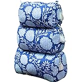 INDACORIFY 100% Cotton Block Print Cosmetic Toiletry Bags Boho Beauty Toiletry Kits Travel Case Pouch for Women's Printed Cotton Tote Bag (Pattern- 1)