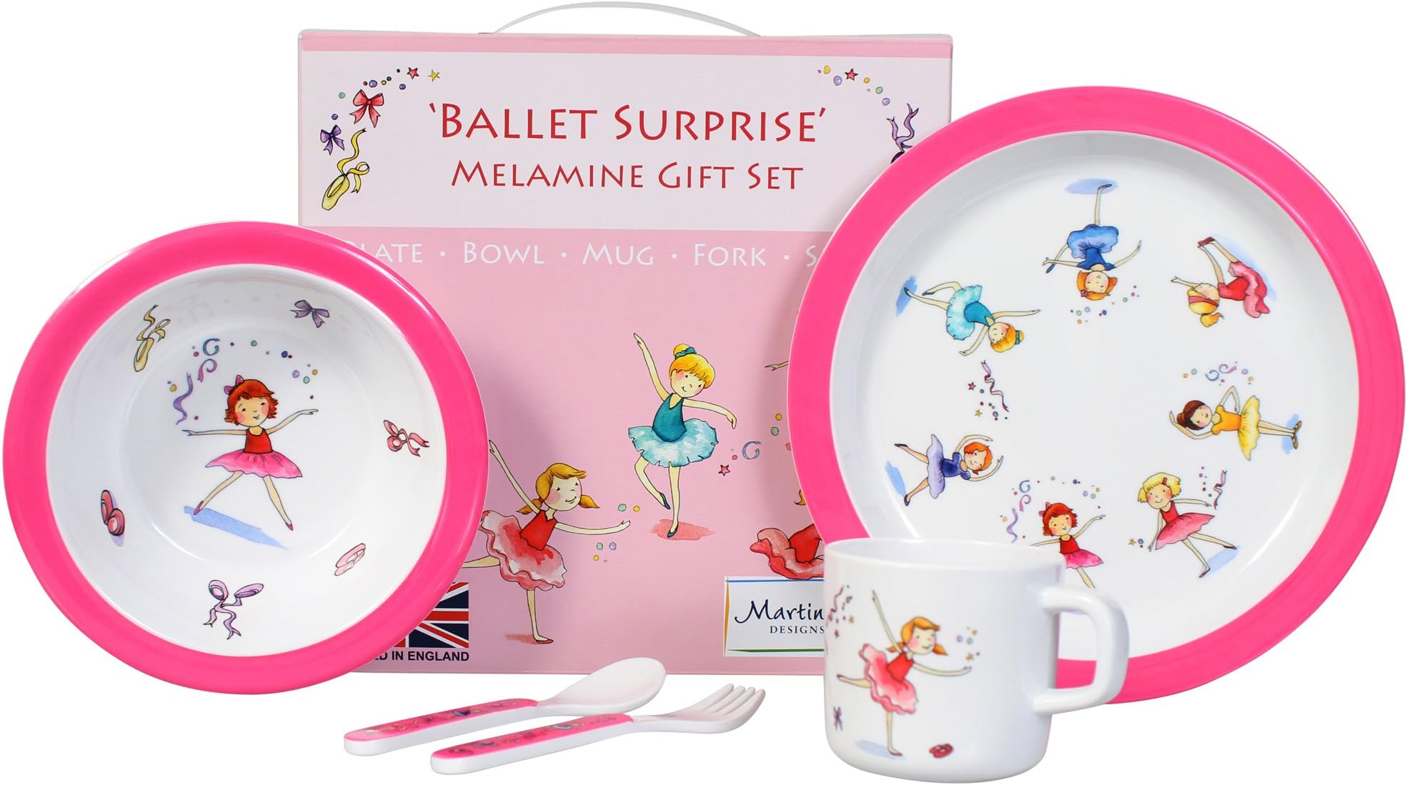 Martin Gulliver Designs Ballet Surprise 5 Piece Melamine Gift Set, Multicoloured, 23 x 23 x 7 cm