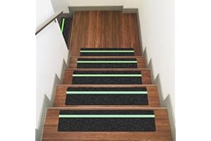 Ealyder Tape 10 Pack 4” x 24” Anti Slip Traction Treads with Glow in The Dark Stripe, Outdoor Waterproof Non Skid Pre-Cut Tap