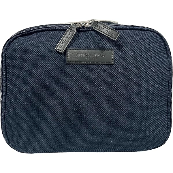 Amazon.com: GIORGIO ARMANI MEN Canvas Toiletry BLACK Zip Travel