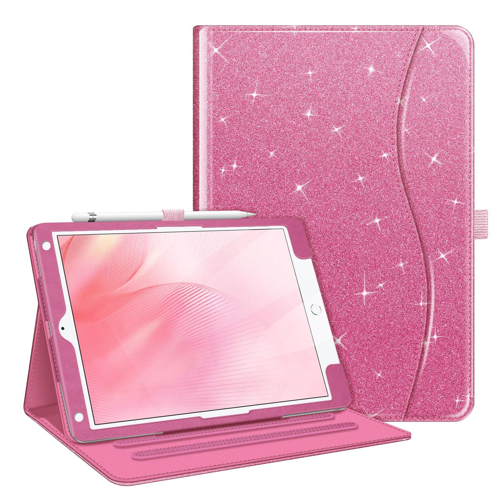 Photo 1 of Fintie Case for iPad 9th / 8th / 7th Generation (2021/2020/2019) 10.2 Inch - [Corner Protection] Multi-Angle Viewing Stand Cover with Pocket & Pencil Holder, Auto Sleep Wake, Glittering Pink