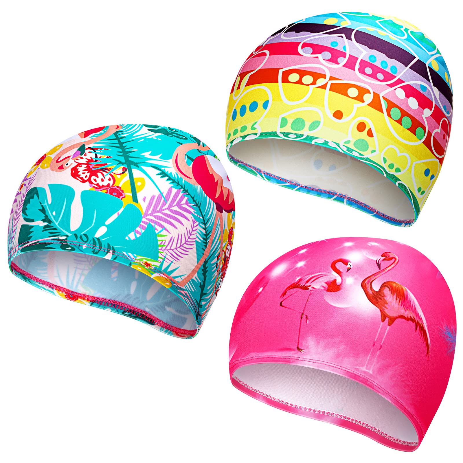 3 Pcs Kids Swimming Caps Swimming Hat for Boys Fabric Swim Caps Comfortable Bathing Caps for Child Girls (Novel Style)