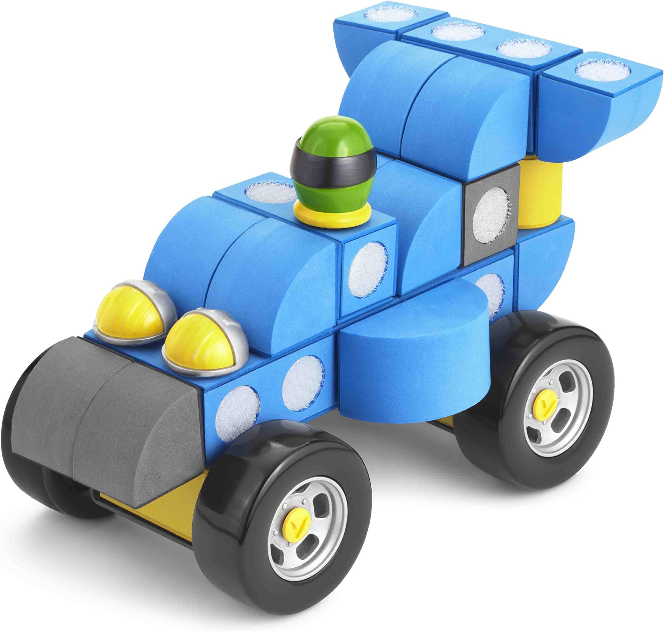 Velcro Kids, Velcro Brand Blocks | Building Blocks, Lightweight Foam | 28 Piece, Compatible with Other Cars/Trucks | Race Car, Age 3+