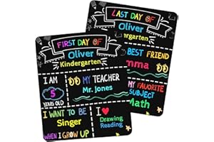 CHAMBOM First Day of School Sign - First Day of School Board, Back to School Sign, 10" x 12", Double-Side Reusable Chalkboard for Kids, First Day of Kindergarten Preschool 1st Grade School Supplies