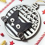 Black Cat Wooden Christmas Ornament - Cute