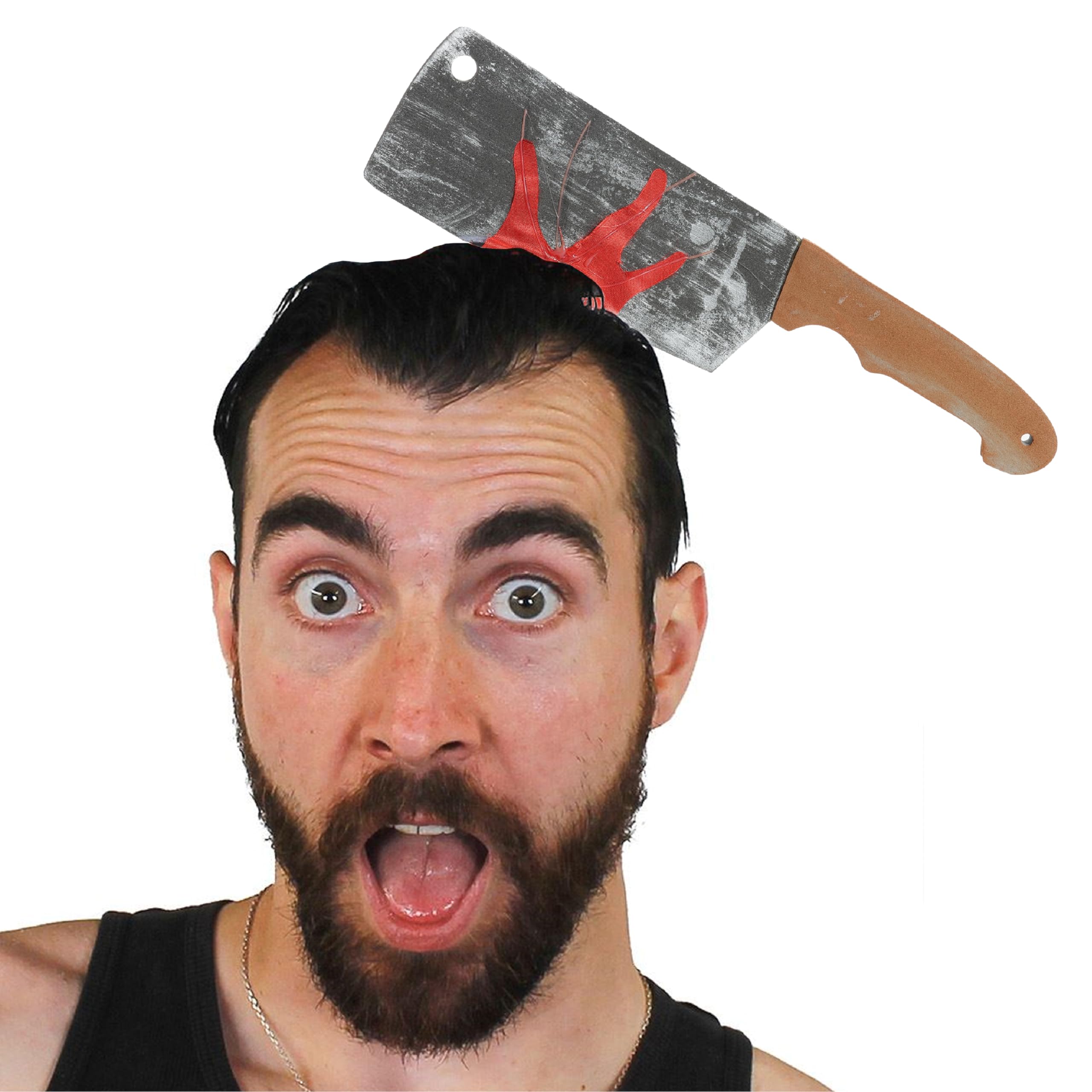 I LOVE FANCY DRESS Cleaver Through Head Headband Funny Halloween Prop - Perfect Halloween Accessory