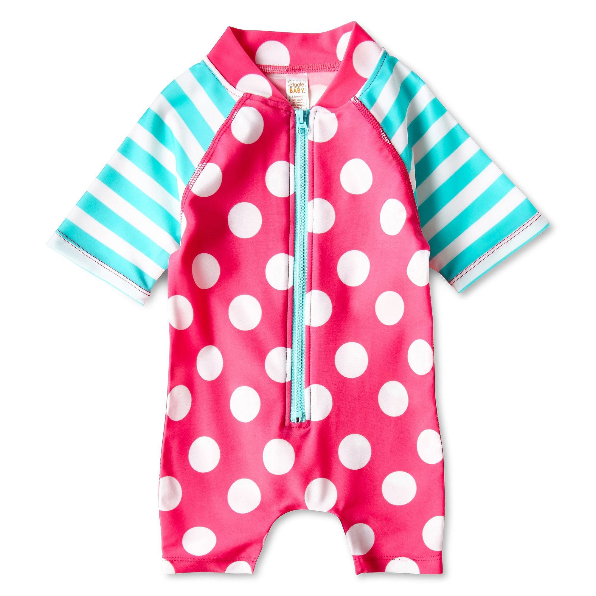 Giggle Baby Polka-Dot Rashguard Surf-Style 1-pc. Girls Swimsuit