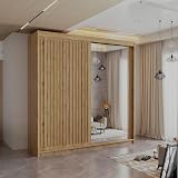 Sliding Wardrobe 4U Free Standing 150cm Oak With Half Mirror Door view 2