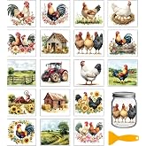 GLOBLELAND 18 Sheets Farm Chicken Transfer Stickers 3.9x3.6inch Country Rooster Hen Colorful Transfer Decal Farm Ainmals Rub on Transfer for Furniture Vase Glass Art Crafts Decorations