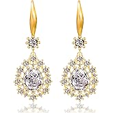 Sogee 14K Gold Plated Teardrop Earrings for Woman Sparkly Cubic Zirconia Dangle Earrings Elegant Style for Any Occasions