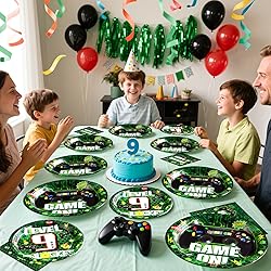 Grencian 96 Pcs 9th Birthday Video Game Party