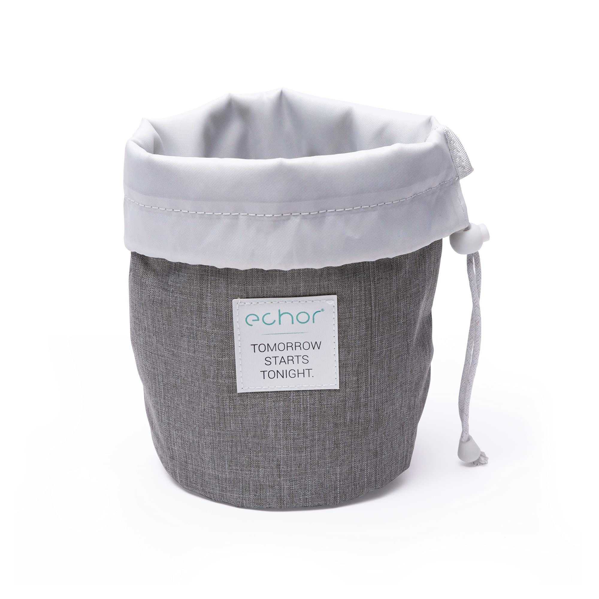 Echor Travel Cosmetics Wash Bag, Drawstring Waterproof Toiletry/Makeup Bag to Organise and Store Your end of Day Routine Essentials - Grey and White