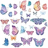 CRASPIRE 16 Sheets Butterfly Wall Decals Window Stickers Clings Spring Removable Colorful Vinyl Wall Art Decors Peel and Stic