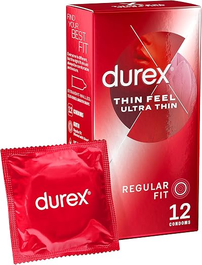 Durex Thin Feel Ultra Thin Condoms 12 Regular Teat Ended Latex Lube