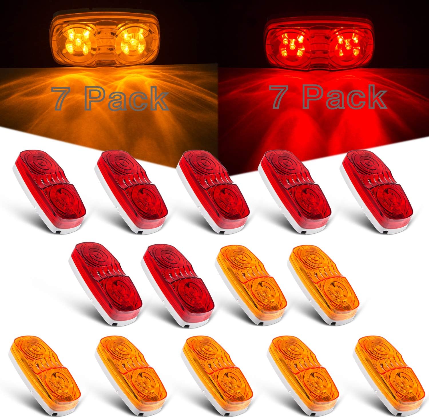 2x 10-30V LED Rear Marker Lights For Trailer / HGV - Red/White/Amber Lamps ES